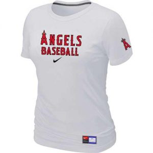 Women's Los Angeles Angels Nike Short Sleeve Practice MLB T-Shirts White