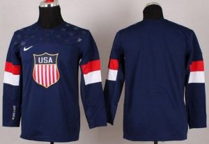 2014 Olympic Team USA Blank Navy Blue Stitched Youth NHL Jersey