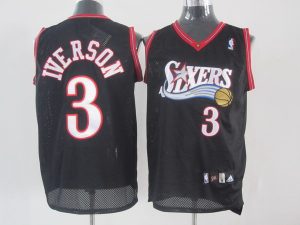 76ers #3 Allen Iverson Black Stitched NBA Jersey