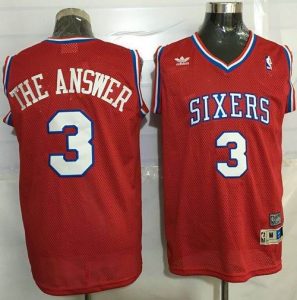76ers #3 Allen Iverson Red Throwback The Answer Stitched NBA Jersey