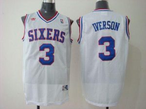 76ers #3 Allen Iverson White Stitched Throwback NBA Jersey