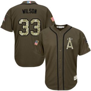 Angels #33 C.J. Wilson Green Salute to Service Stitched Youth MLB Jersey