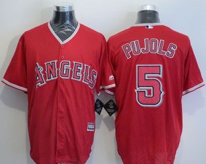 Angels of Anaheim #5 Albert Pujols Red New Cool Base Stitched MLB Jersey