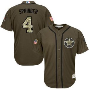 Astros #4 George Springer Green Salute to Service Stitched MLB Jersey