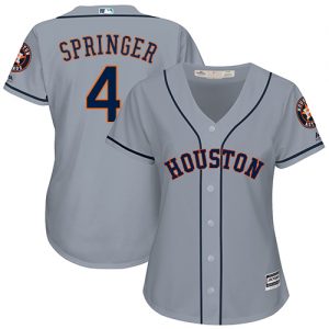 Astros #4 George Springer Grey Road Women's Stitched MLB Jersey