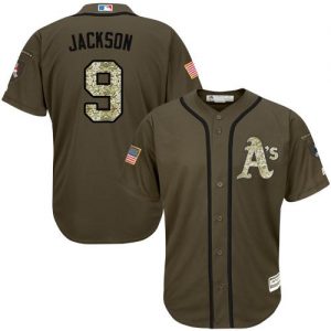 Athletics #9 Reggie Jackson Green Salute to Service Stitched MLB Jersey