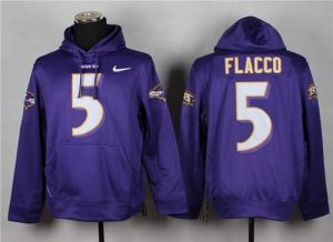 Baltimore Ravens #5 Joe Flacco Purple Pullover Hoodie