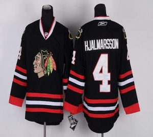 Blackhawks #4 Nikals Hjalmarsson Black Embroidered NHL Jersey