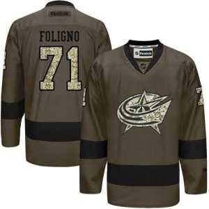 Blue Jackets #71 Nick Foligno Green Salute to Service Stitched NHL Jersey