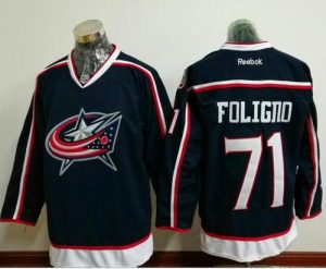 Blue Jackets #71 Nick Foligno Navy Blue Home Stitched NHL Jersey