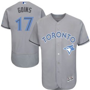 Blue Jays #17 Ryan Goins Grey Flexbase Authentic Collection 2016 Father's Day Stitched MLB Jersey