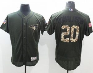 Blue Jays #20 Josh Donaldson Green Flexbase Authentic Collection Salute to Service Stitched MLB Jersey