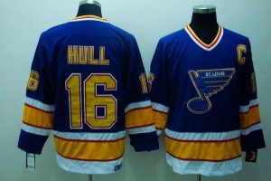 Blues #16 Brett Hull Embroidered Blue CCM Throwback NHL Jersey