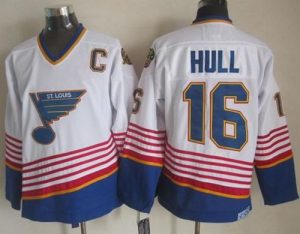 Blues #16 Brett Hull White Light Blue CCM Throwback Stitched NHL Jersey