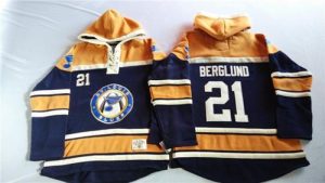 Blues #21 Patrik Berglund Navy Blue Gold Sawyer Hooded Sweatshirt Stitched NHL Jersey
