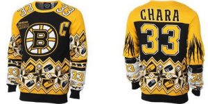 Boston Bruins #33 Zdeno Chara Black Yellow Men's NHL Ugly Sweater