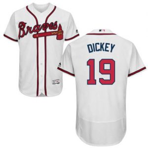 Braves #19 R.A. Dickey White Flexbase Authentic Collection Stitched MLB Jersey