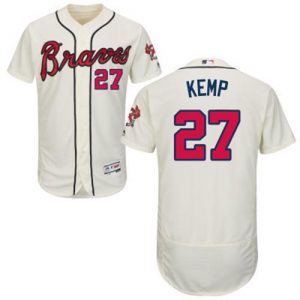 Braves #27 Matt Kemp Cream Flexbase Authentic Collection Stitched MLB Jersey