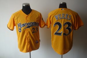 Brewers #23 Rickie Weeks Yellow Cerveceros Cool Base Stitched MLB Jersey