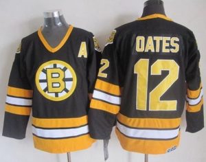 Bruins #12 Adam Oates Black Yellow CCM Throwback Stitched NHL Jersey