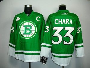 Bruins #33 Chara Green St. Patty's Day Embroidered NHL Jersey