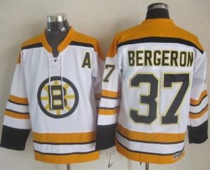 Bruins #37 Patrice Bergeron White CCM Throwback Stitched NHL Jersey