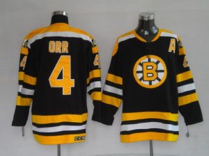 Bruins #4 Bobby Orr Embroidered CCM Throwback Black NHL Jersey