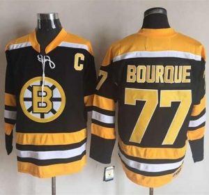 Bruins #77 Ray Bourque Black Yellow CCM Throwback New Stitched NHL Jersey