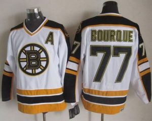 Bruins #77 Ray Bourque White Black CCM Throwback Stitched NHL Jersey