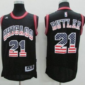 Bulls #21 Jimmy Butler Black USA Flag Fashion Stitched NBA Jersey