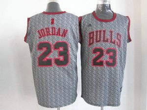 Bulls #23 Michael Jordan Grey Static Fashion Embroidered NBA Jersey