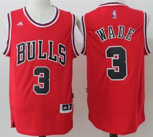 Bulls #3 Dwyane Wade Red Stitched NBA Jersey