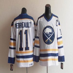 CCM Throwback Sabres #11 Perreault White Embroidered NHL Jersey