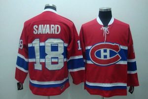 Canadiens #18 Serge Savard Embroidered Red CH CCM Throwback NHL Jersey