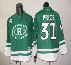 Canadiens St Patty's Day #31 Carey Price Green Embroidered NHL Jersey