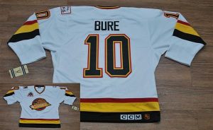 Canucks #10 Pavel Bure Embroidered White CCM Throwback Vintage NHL Jersey