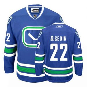 Canucks #22 Daniel Sedin Embroidered Blue Third Youth NHL Jersey