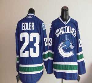 Canucks #23 Alexander Edler Blue Embroidered NHL Jersey