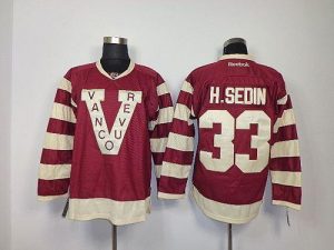 Canucks #33 Henrik Sedin Red Embroidered NHL Jersey