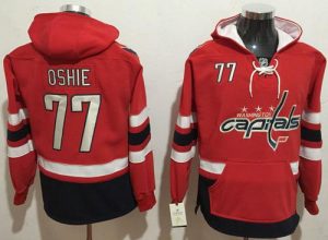 Capitals #77 T.J Oshie Red Name & Number Pullover NHL Hoodie