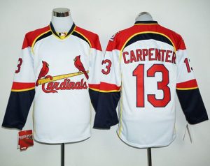 Cardinals #13 Matt Carpenter White Red Long Sleeve Stitched MLB Jersey