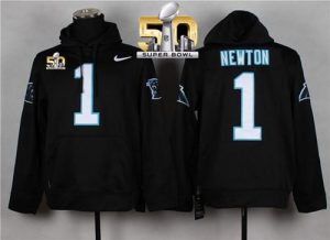 Carolina Panthers #1 Cam Newton Super Bowl 50 Pullover NFL Hoodie Black