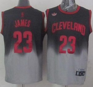 Cavaliers #23 LeBron James Black Grey Fadeaway Fashion Stitched NBA Jersey