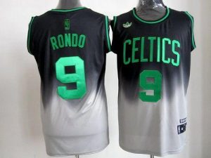 Celtics #9 Rajon Rondo Black Grey Fadeaway Fashion Embroidered NBA Jersey