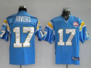 Chargers Phillip Rivers #17 Embroidered Baby Blue With AFL 50TH Anniversary Patch NFL Jersey