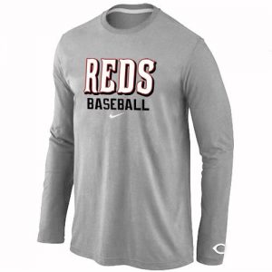 Cincinnati Reds Long Sleeve MLB T-Shirt Grey