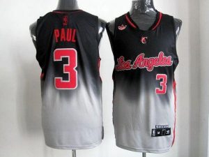 Clippers #3 Chris Paul Black Grey Fadeaway Fashion Embroidered NBA Jersey