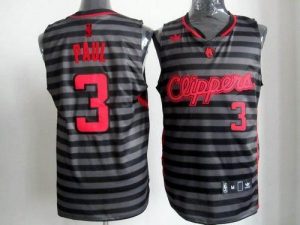 Clippers #3 Chris Paul Black Grey Groove Embroidered NBA Jersey