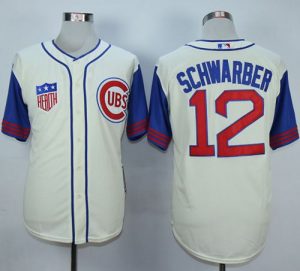 Cubs #12 Kyle Schwarber Cream Blue 1942 Turn Back The Clock Stitched MLB Jersey