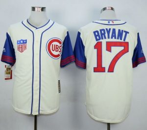 Cubs #17 Kris Bryant Cream Blue 1942 Turn Back The Clock Stitched MLB Jersey